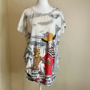 Chic Graphic Print Women's Short Sleeve Top